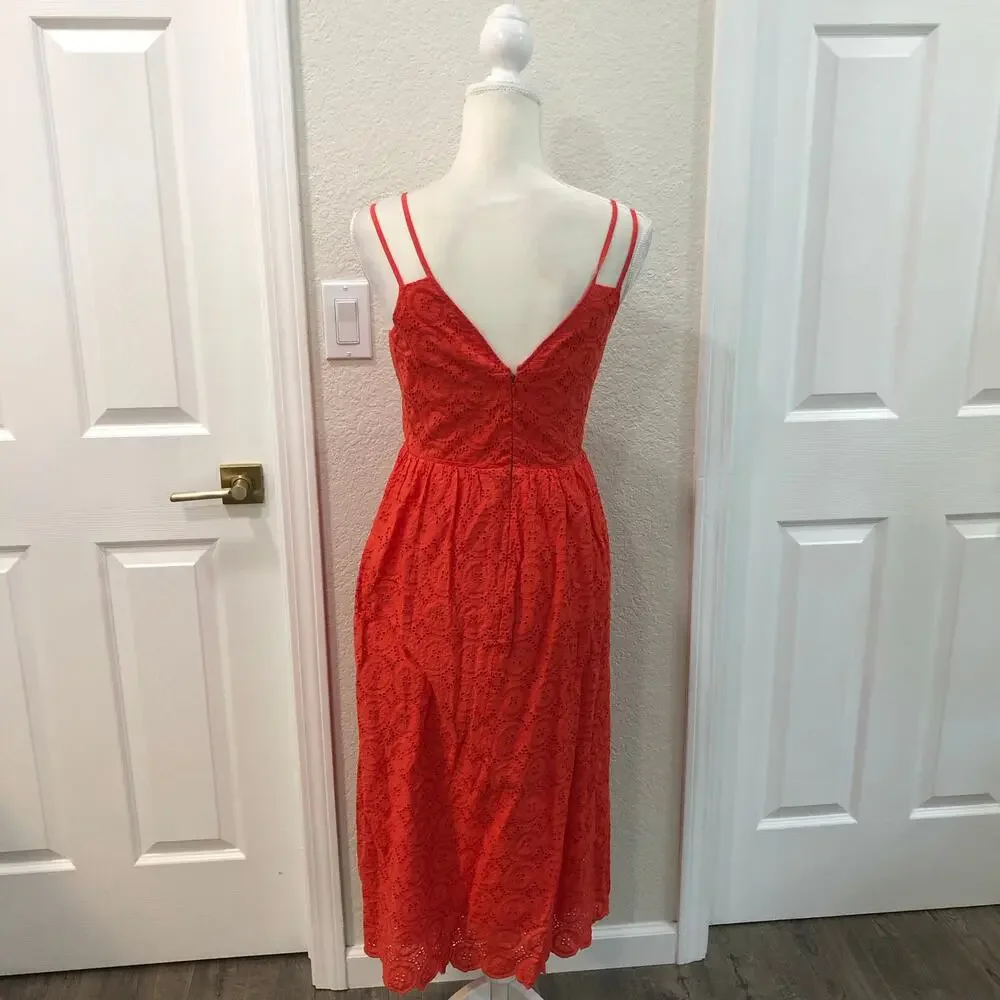 J.Crew Double Strap Orange Coral Eyelet Dress